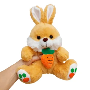 Coelho de Pelúcia 20 cm Sentado - Com Bolsinha de Cenoura Caramelo